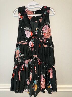 Free People Black Tunic with Pink Floral Detail